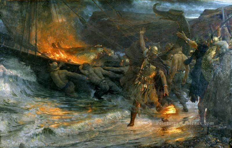 les funérailles d’un Viking victorien Frank Dicksee Peintures à l'huile